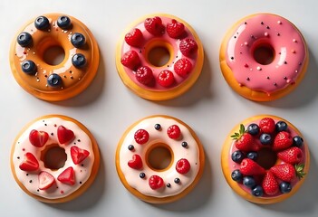 Fototapeta premium Generative AI Delicious Donut Delights: A Sweet AI-Generated Bakery Collection