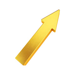 3d golden arrow isolated on transparent background