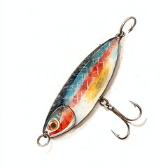 A colorful fishing lure designed to attract fish in various water bodies. Ideal for fishing enthusiasts.