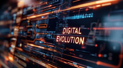 Digital graphics illustrating technological advancement concept.