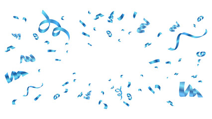 blue confetti and ribbon background vector