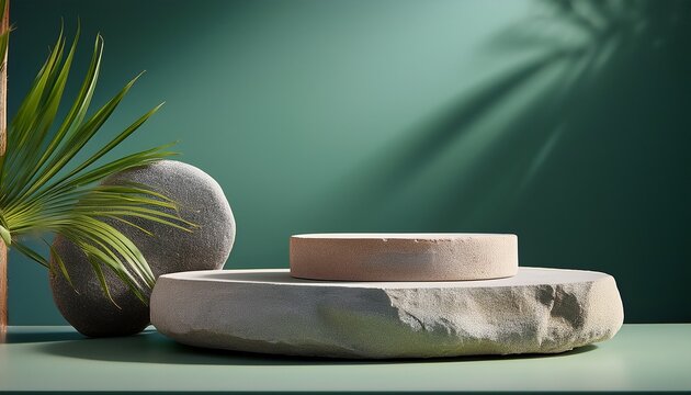 stome minimalistic product display dcene with stone podium