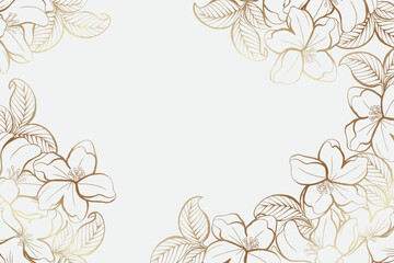Fototapeta premium Jasmine floral luxury background with bronze metallic colors