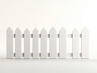 White Picket Fence on Minimalist Background: Symbol of Suburban Life and Simplicity in Stock Photography