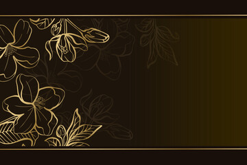 Jasmine floral, dark theme luxury background with golden metallic colors