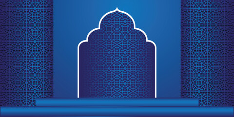 Luxury blue vector Islamic background