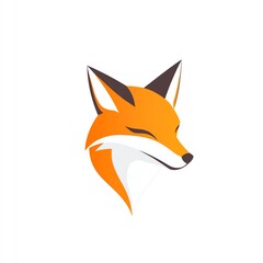Fototapeta premium Elegant Fox Head Design Simple Shapes, Flat Vector Illustration, Minimalist Style, Orange and Brown Hues
