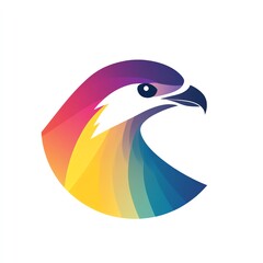 Obraz premium Vibrant Gradient Hawk Head Logo Design, a Colorful and Stylish Vector Illustration of a Bird of Prey