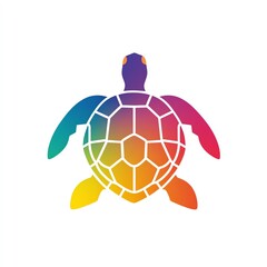Obraz premium Vibrant Rainbow Turtle Shell Logo Design, a Colorful and Captivating Symbol of Nature