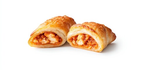 Flaky pastry filled with savory ingredients, showcasing a delicious snack or appetizer option, perfect for any occasion.