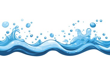 Blue Water Waves Splashing with Bubbles