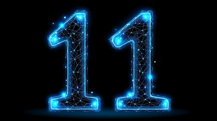 Glowing blue number eleven, digital art.