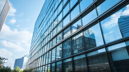 Reflections of Metropolis: A Modern Skyscraper with Glass Facade on Clear Day