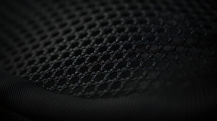Close-up of black mesh fabric texture.