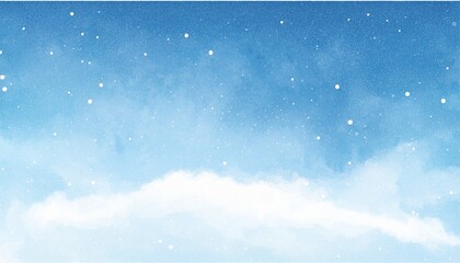 Fototapeta premium Abstract blue winter watercolor background. Sky pattern with snow. Light blue water color paper texture background. Blue watercolor vector background. Abstract hand paint square stain backdrop.