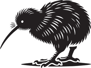 black kiwi bird vector, kiwi bird logo silhouette vector