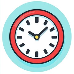 Red clock face on blue background