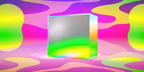 Fototapeta premium A gradient-colored glass panel design floating in a minimalistic space