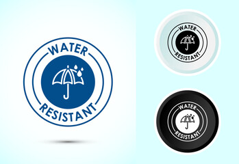 Water resistant icon design illustration, Waterproof sign, liquid proof protection. Color black and white