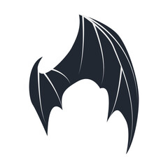 Silhouette of Spooky Bat Wing. Vector Illustration in Flat Style