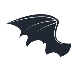 Silhouette of Spooky Bat Wing. Vector Illustration in Flat Style