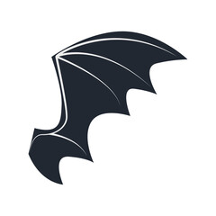 Silhouette of Spooky Bat Wing. Vector Illustration in Flat Style