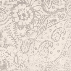 Paisley background paper or fabric, with floral damask and baroque, seamless ornamental pattern