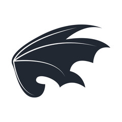 Silhouette of Spooky Bat Wing. Vector Illustration in Flat Style