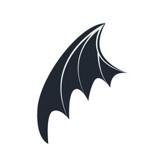 Silhouette of Spooky Bat Wing. Vector Illustration in Flat Style