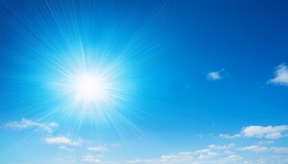 a bright sun shining in a clear blue sky with soft lens flare and no clouds