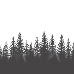 Obraz premium Silhouetted forest against white