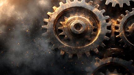 Interlocking Gears and Cogs Symbolize Industrial Progress and Engineering
