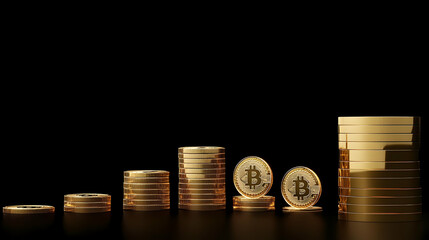 Coins Stacked in Ascending Order Representing Cryptocurrency Growth