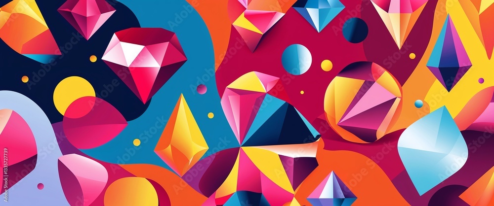 Poster ruby pattern on colorful plain background digital abstract art work illustration design