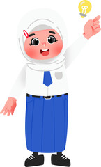 Cheerful Student with Light Bulb Idea Illustration