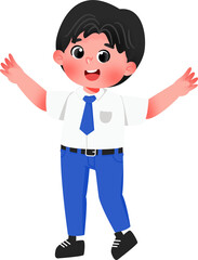 Cheerful Indonesian Student Illustration
