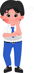 Obraz premium Curious Boy in Uniform Illustration
