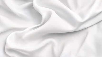 Obraz premium Silken Whispers: A close-up view of elegantly draped, pristine white silk. The soft, flowing fabric is rendered in a realistic style, highlighting its smooth texture.