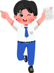 Cheerful Student Holding Paper Illustration