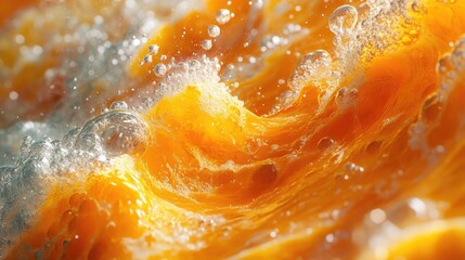 Orange slices submerged, bubbly water, close-up,  refreshing drink background