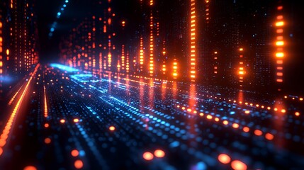 Fototapeta premium Digital Pathway of Light Through Data Tunnel