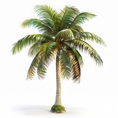 Obraz premium Lush Green Palm Tree Isolated on White Background for Fresh Vibe