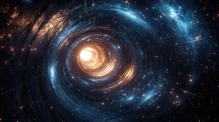 Cosmic swirl tunnel, starscape background, space travel, science fiction