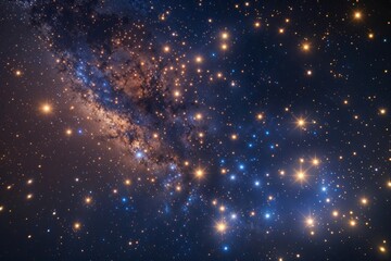 Fototapeta premium Celestial Canvas A Night Sky Filled with Twinkling Stars and Glowing Cosmic Debris