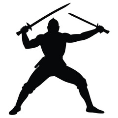 silhouette of a man with a sword