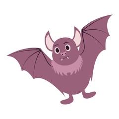 Cute Bat Cartoon Character. Isolated on White Background.