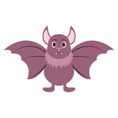 Cute Bat Cartoon Character. Isolated on White Background.