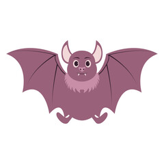 Cute Bat Cartoon Character. Isolated on White Background.