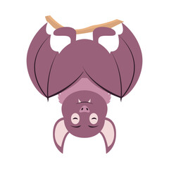Cute Bat Cartoon Character. Isolated on White Background.