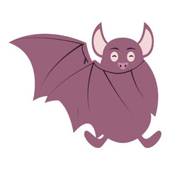 Cute Bat Cartoon Character. Isolated on White Background.